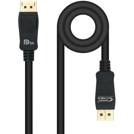 Câble Nanocable DisplayPort 1.4 Mâle vers DisplayPort 1.4 Mâle 3m - Certifié VESA - Couleur Noir