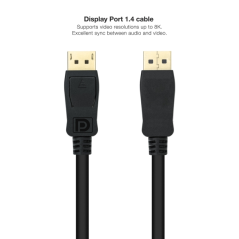 Câble Nanocable Displayport 1.4 DP/M-DP/M - Longueur 1,5 m - Prend en charge les résolutions vidéo jusqu'à 8K - Couleur Noir