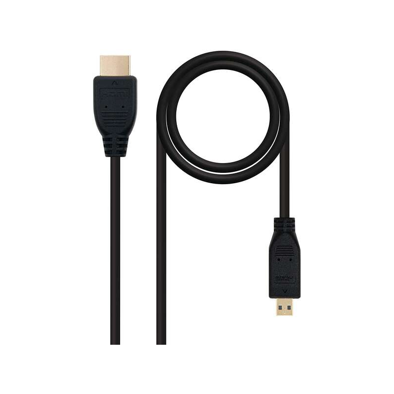 Câble Micro HDMI v1.4 Mâle vers HDMI v1.4 Mâle Nanocable 0.80m - Haut Débit - Couleur Noir