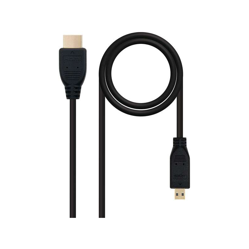 Câble Micro HDMI v1.4 Mâle vers HDMI v1.4 Mâle Nanocable 1.80m - Haut Débit - Couleur Noir