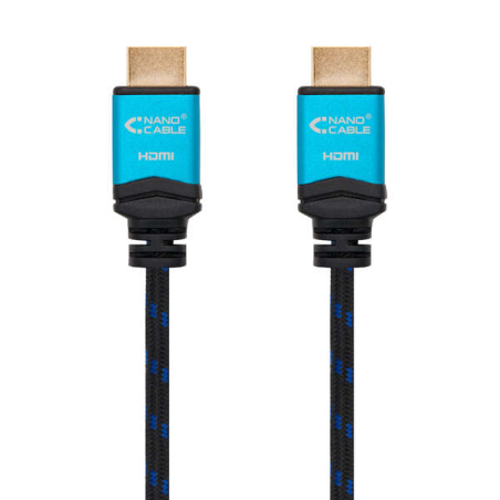 Câble Nanocable HDMI v2.0 Mâle vers HDMI v2.0 Mâle 0.50m - 4K@60Hz 18Gbps - Haut Débit - Revêtement Nylon Tressé - Couleur Noir/