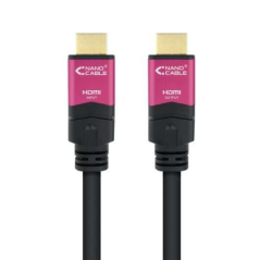 Câble Nanocable HDMI v2.0 Mâle avec Répéteur vers HDMI v2.0 Mâle 25m - 4K@60Hz 18Gbps - Haute Vitesse - Couleur Noir/Rose