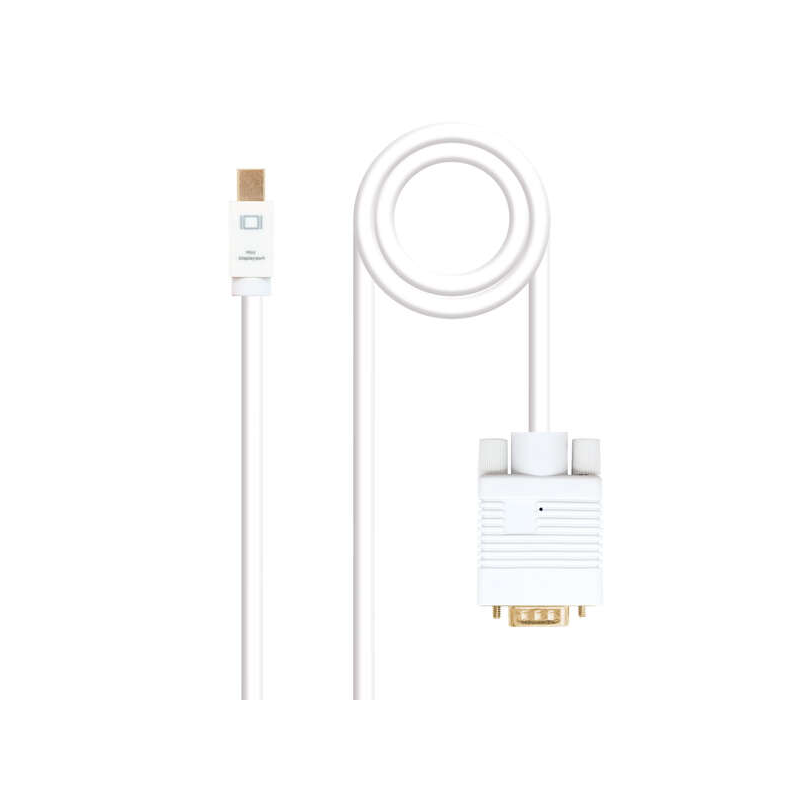 Nanocable Câble Convertisseur Mini DP Mâle vers VGA Mâle 3m - Couleur Blanche