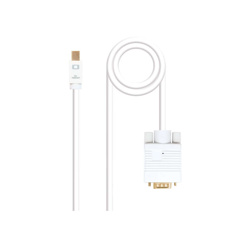 Nanocable Câble Convertisseur Mini DP Mâle vers VGA Mâle 5m - Couleur Blanche