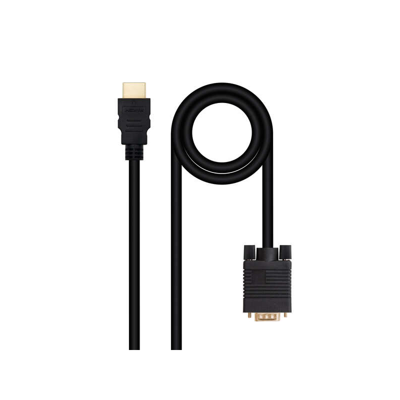 Câble convertisseur HDMI vers VGA Nanocable, HDMI/M-VGA/M 1,8 m - Noir