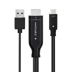 Câble convertisseur Nanocable HDMI Mâle vers USB-C Mâle - Longueur 1,8 m - Couleur Noir