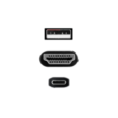Câble convertisseur Nanocable HDMI Mâle vers USB-C Mâle - Longueur 1,8 m - Couleur Noir