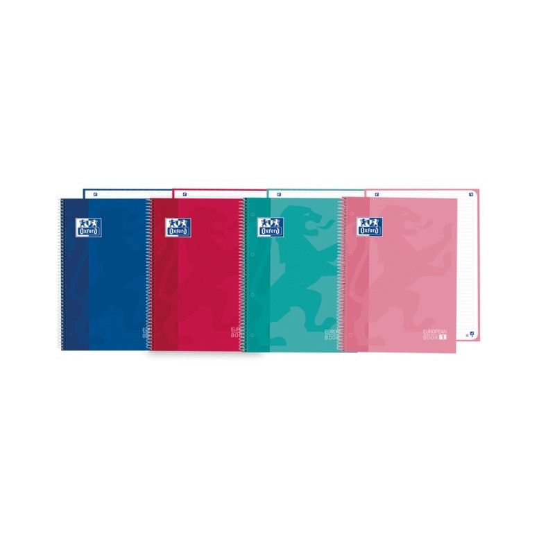 LOT de 5 Oxford School Classic A5+ Europeanbook - Couverture extra rigide - 80 feuilles - Couleurs assorties
