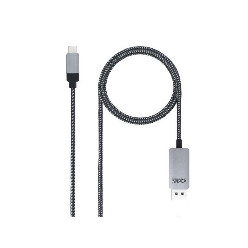 Câble Convertisseur USB-C Mâle vers DisplayPort Mâle 1.80m - Couleur Noir/Argent