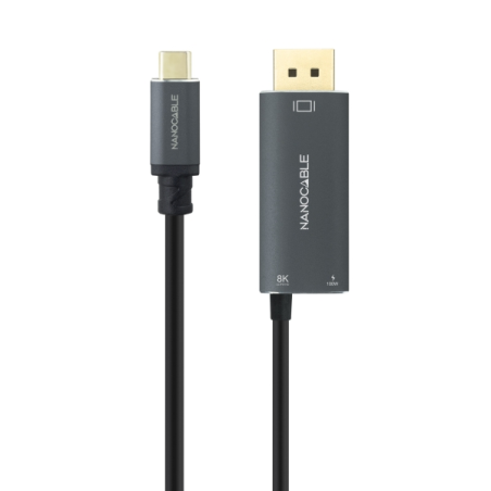 Câble adaptateur Nanocable USB-C vers DisplayPort 1.4 - Longueur : 1,8 m - Résolution : 8K - Boîtier en aluminium - Alimentation