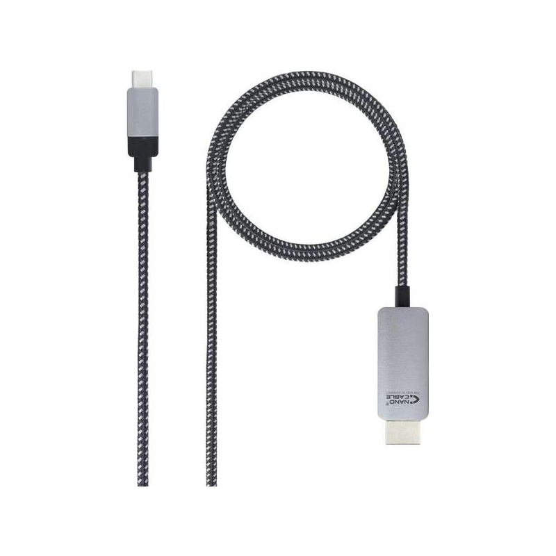 Câble Convertisseur USB-C Mâle vers HDMI Mâle 1.80m - Couleur Noir/Argent