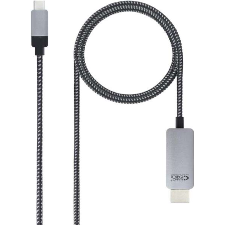 Câble Convertisseur USB-C Mâle vers HDMI Mâle 1.80m - Couleur Noir/Argent