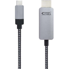 Câble Convertisseur USB-C Mâle vers HDMI Mâle 1.80m - Couleur Noir/Argent