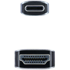 Câble Convertisseur USB-C Mâle vers HDMI Mâle 1.80m - Couleur Noir/Argent
