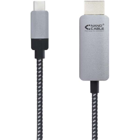 Câble Convertisseur USB-C Mâle vers HDMI Mâle 3m - Couleur Noir/Argent