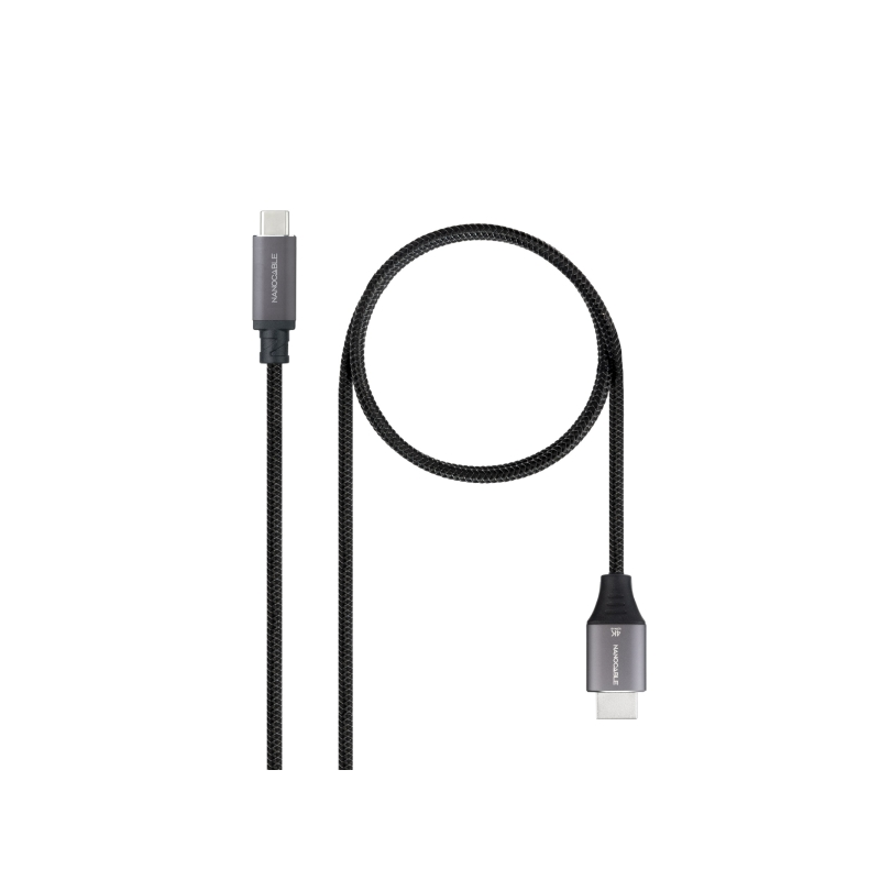 Câble adaptateur Nanocable USB-C vers HDMI - Longueur : 1,8 m - Résolution : 4K - Boîtier en aluminium - Dimensions : 195 x 230