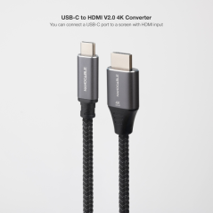 Câble adaptateur Nanocable USB-C vers HDMI - Longueur : 1,8 m - Résolution : 4K - Boîtier en aluminium - Dimensions : 195 x 230