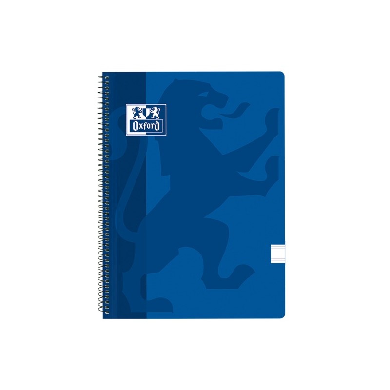 LOT de 5 Oxford School Classic Carnet à spirales avec couverture en plastique – Règle 2.5 avec marge – 80 feuilles – Bleu marine