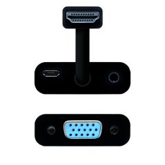 Convertisseur Nanocable HDMI vers SVGA+audio - HDMI A/M-SVGA/H+Jack 3.5/H - 10cm+1.0m - Couleur Noir
