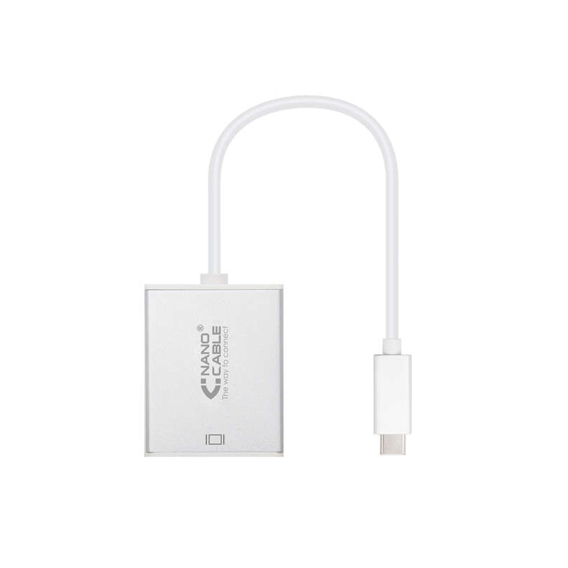 Convertisseur Nanocâble USB-C vers VGA. USB-C/M - VGA/H - Aluminium - 10 cm - Couleur Gris