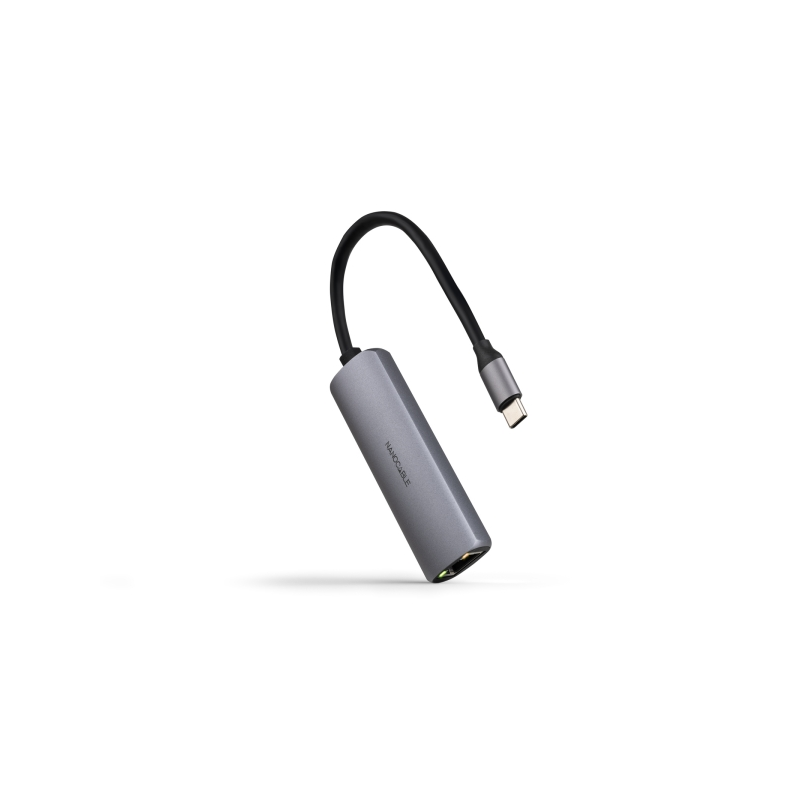 Adaptateur réseau Nanocable USB-C vers Gigabit Ethernet 10/100/1000 Mbps - USB-C 100 W - Aluminium - 18 cm - Gris