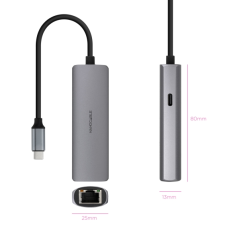 Adaptateur réseau Nanocable USB-C vers Gigabit Ethernet 10/100/1000 Mbps - USB-C 100 W - Aluminium - 18 cm - Gris