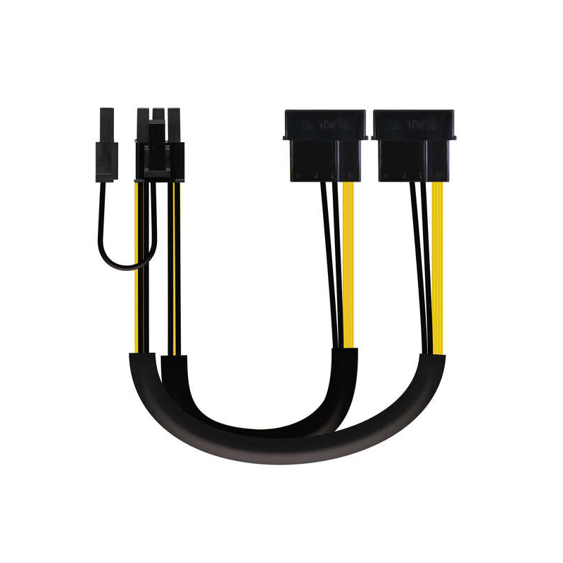 Câble d'alimentation Nanocable pour carte graphique 2x Molex 4pin Male vers PCI-E Molex 6+2pin Male 0.20m