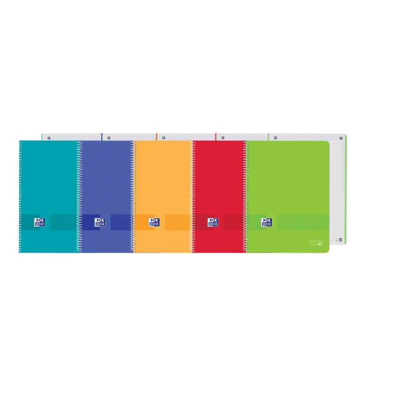 LOT de 5 Oxford Live&Go Europeanbook 1 - A4+ Couverture Plastique - 80 Feuilles - Couleurs Assorties