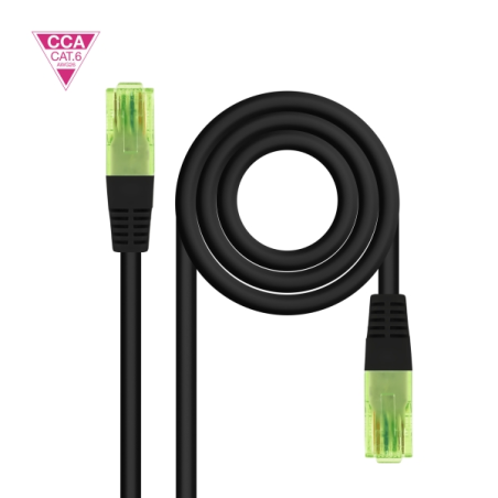 Câble réseau Nanocable Cat.6 UTP AWG26 CCA - Longueur 0,5 m - Noir