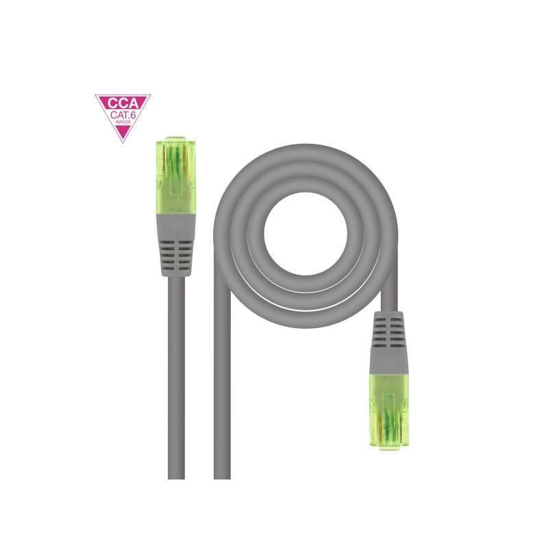 Câble réseau Nanocable Cat.6 UTP AWG26 CCA - Longueur 0,25 m - Gris