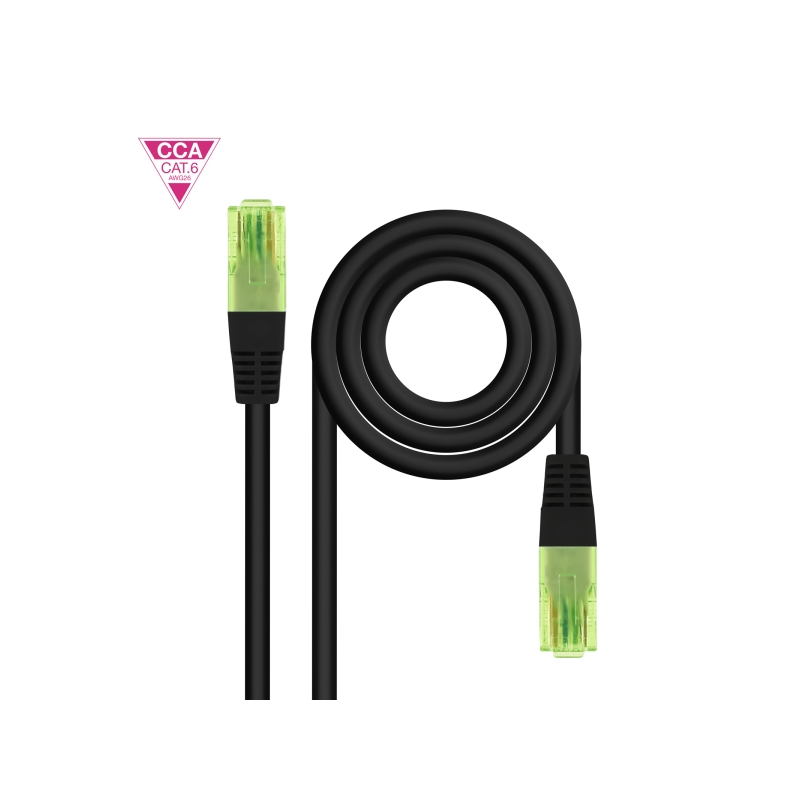 Câble réseau Nanocable Cat.6 UTP AWG26 CCA - Longueur 1,5 m - Noir