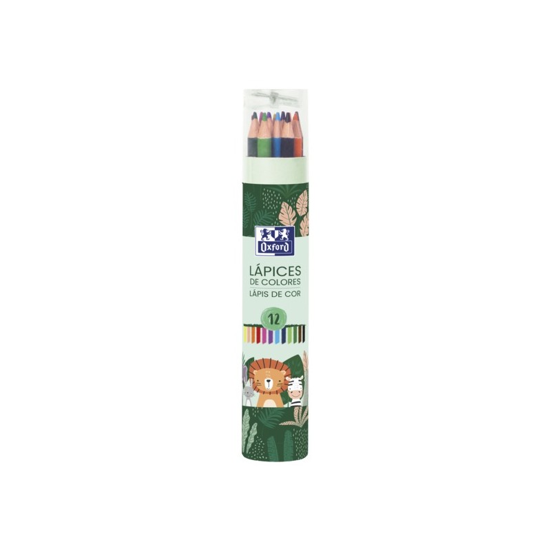 Crayons en bois Oxford Animal Besties - 12 couleurs - vert