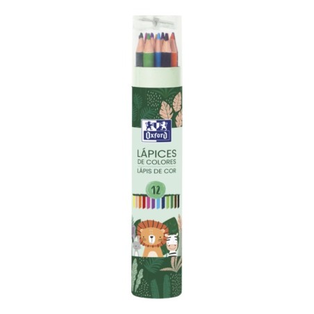 ✅ LOT de 12 Tube à crayons en bois Oxford Animal Besties - 12 couleurs - Taille-crayon inclus - Idéal pour les en stock
