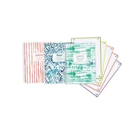 ✅ LOT de 5 Oxford Japandi A4+ Europeanbook 5 Couverture Extra Rigide - Japandi Design - 120 Feuilles couleur Plu en stock