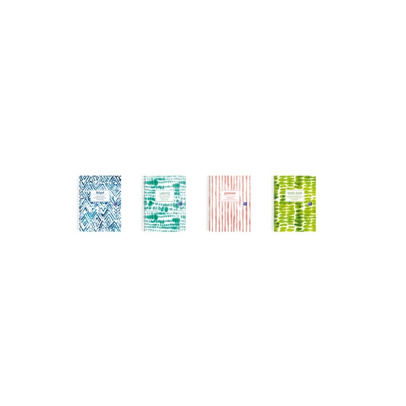 LOT de 5 Oxford Japandi A6+ Europeanbook - Couverture Extra Rigide - Uni - 80 Feuilles - 4 Modèles Disponibles