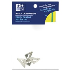 ✅ LOT de 10 Blocs d'angle métalliques Oxford pour dossier ou cahier - Pack de 4 unités - Protégez les coins d en stock