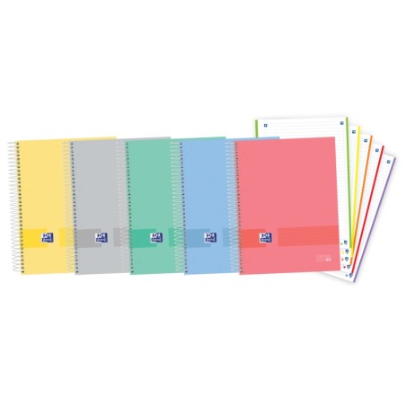 ✅ LOT de 5 Oxford & You Europeanbook A4+ - Couverture Extra Rigide Résistante - 5 Couleurs Assorties - 120 Feui en stock
