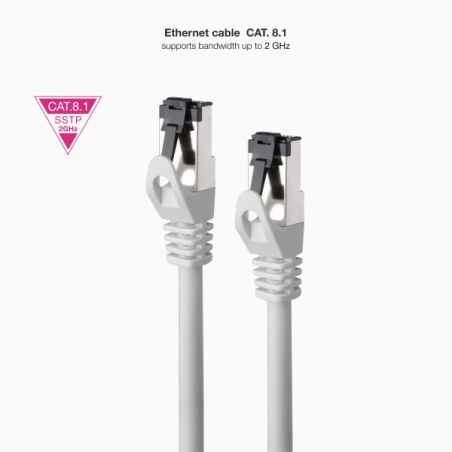 Câble réseau Nanocable Cat. 8.1 2 GHz LSZH SSTP AWG26 - Longueur 5 m - Gris