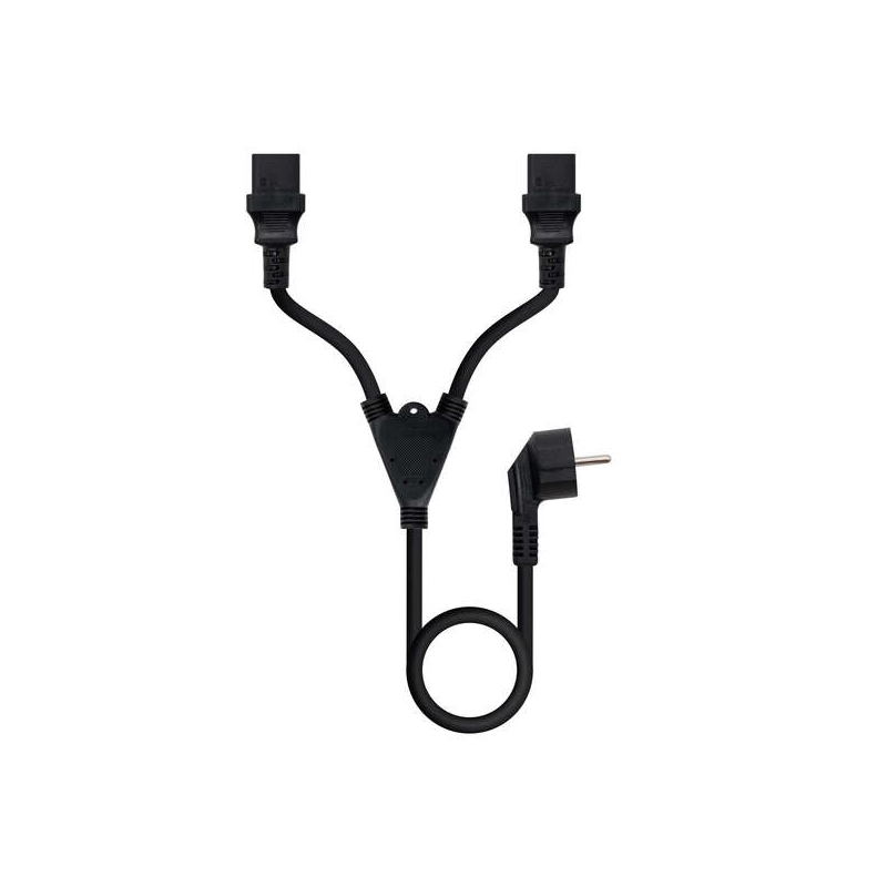 Nanocable Câble d'Alimentation CEE7 Mâle vers 2x C-13 Femelle 1.80m - Couleur Noir