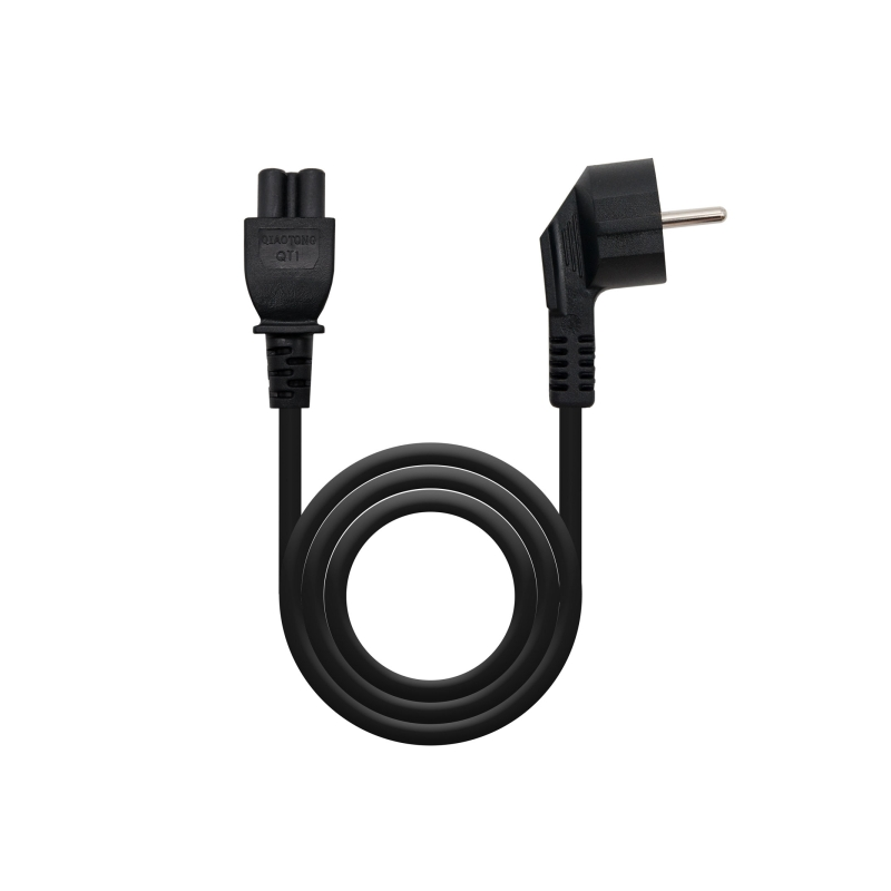 Câble d'alimentation coudé Nanocable CEE7 mâle vers M-C5 femelle Clover 3 m - Noir