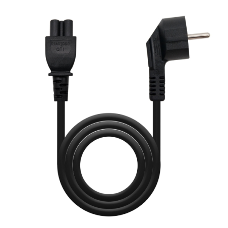 Câble d'alimentation coudé Nanocable CEE7 mâle vers M-C5 femelle Clover 3 m - Noir