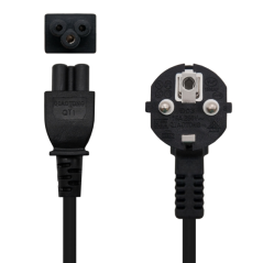 Câble d'alimentation coudé Nanocable CEE7 mâle vers M-C5 femelle Clover 3 m - Noir