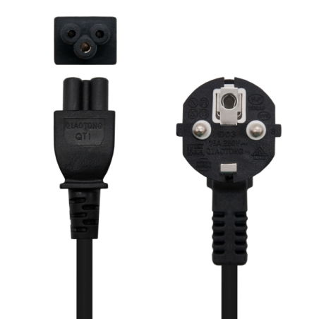 Câble d'alimentation coudé Nanocable CEE7 mâle vers M-C5 femelle Clover 3 m - Noir