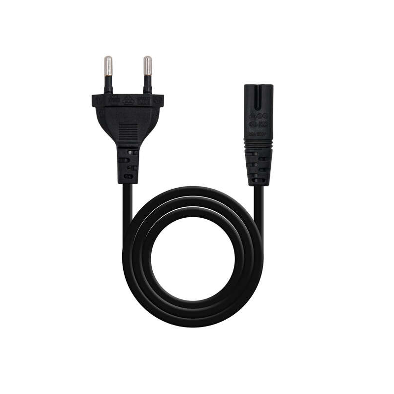 Nanocable Câble d'Alimentation Forme 8 CEE7/16 Mâle vers C7 Femelle 1.50m - Couleur Noir