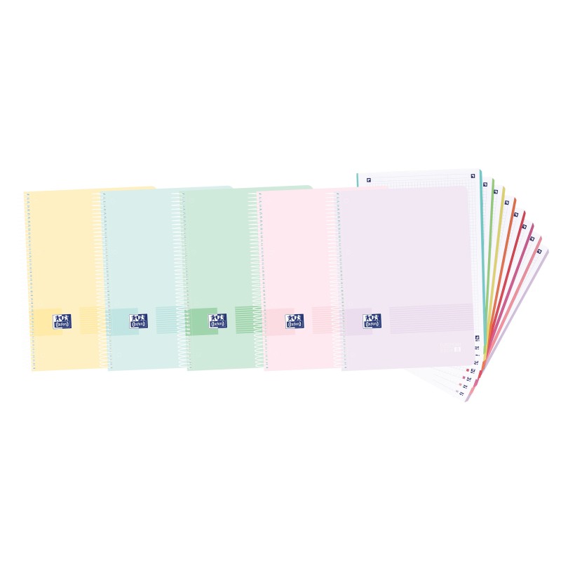 LOT de 5 Oxford Live & Go Europeanbook A4+ - Couverture plastique - 160 feuilles - Couleurs assorties