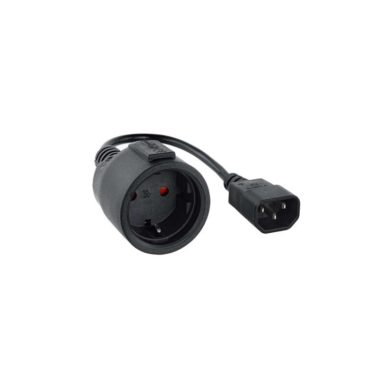 Câble adaptateur Nanocable pour UPS C14 mâle vers CEE7 femelle 16A 0.25m - Couleur noire
