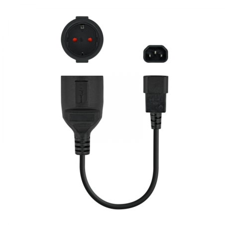 Câble adaptateur secteur Nanocable pour SAIS C14/M vers CEE7/H 16A 0,5 m - Couleur noire