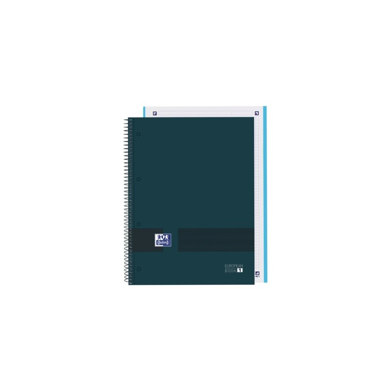 LOT de 5 Oxford & You Europeanbook A4+ - Couverture Extra-Rigide Résistante - Carnet de 80 Feuilles - Grille 5x5 - Coloris Bleu