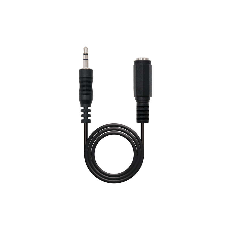 Nanocable Câble Audio Stéréo Jack 3.5mm Mâle vers Jack 3.5mm Femelle 3m - Couleur Noir