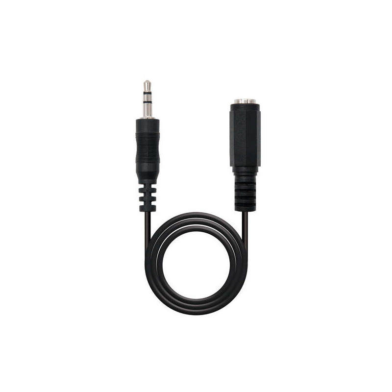 Nanocable Câble Audio Stéréo Jack 3.5mm Mâle vers Jack 3.5mm Femelle 5m - Couleur Noir